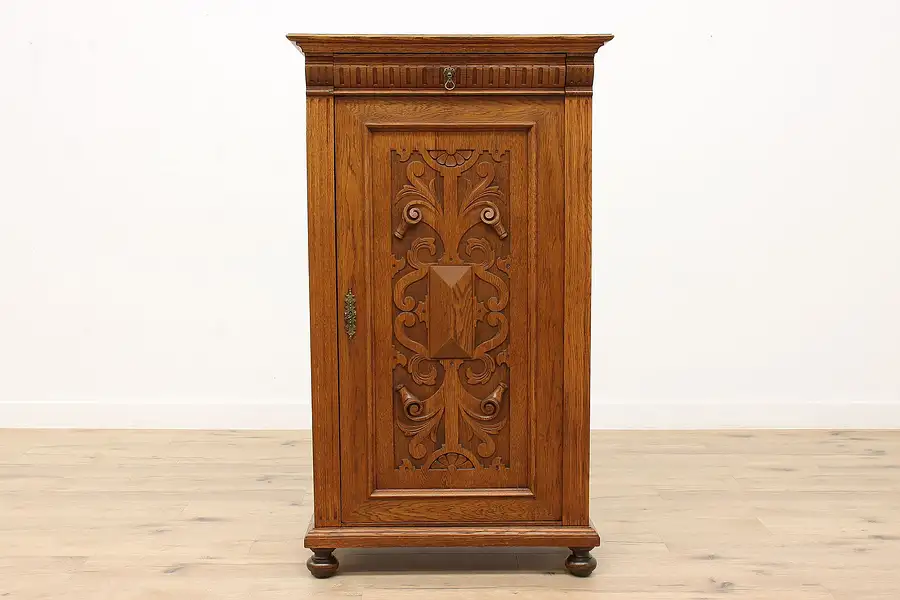 Main image of Renaissance Design Antique Austrian Carved Oak Armoire, Wardrobe, Closet