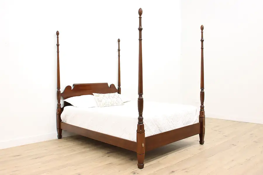 Main image of Georgian Design Vintage Carved Cherry Queen Size Poster Bed, Statton