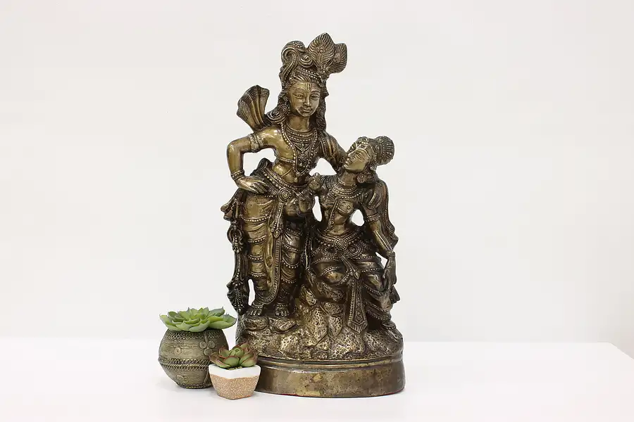 Main image of Indian Vintage Cast Brass Statue Hindu Gods Sculpture