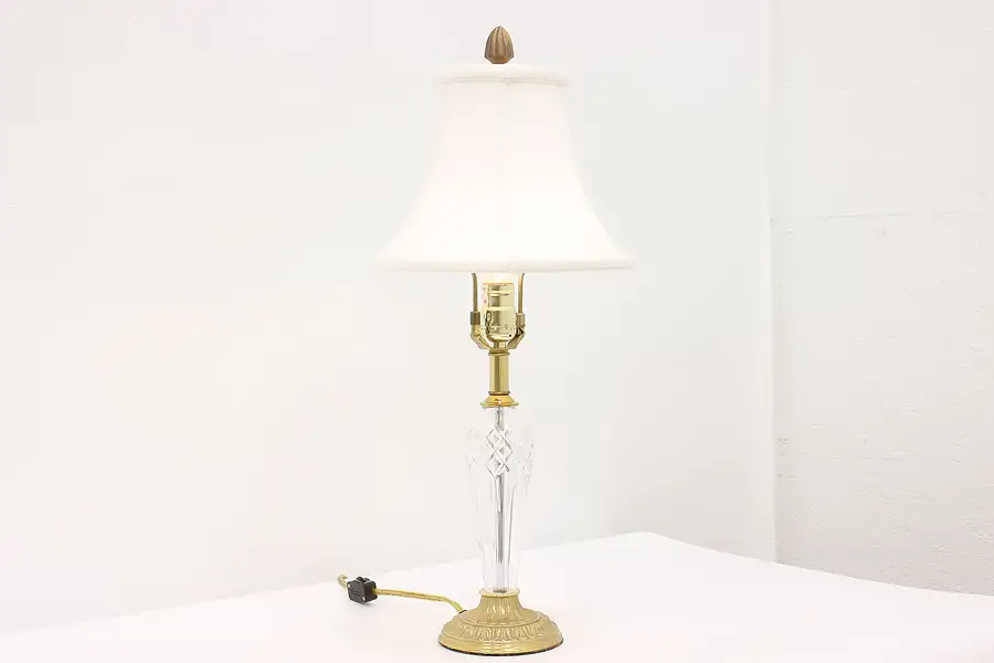 Main image of Traditional Vintage Brass & Crystal Boudoir Lamp, Waterford