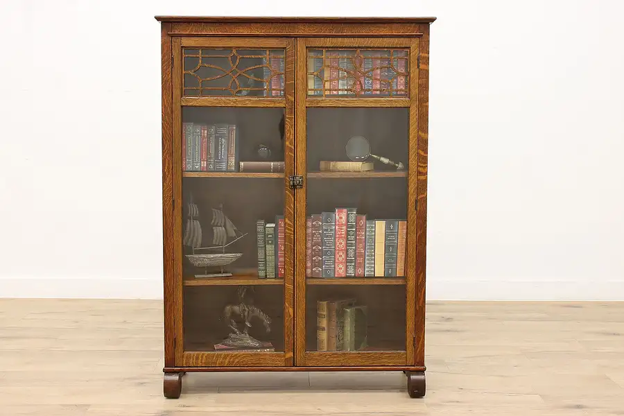 Main image of Oak Antique Display Cabinet, Office or Library Bookcase