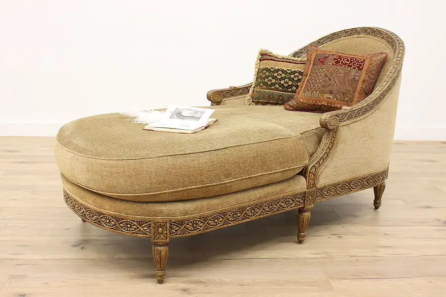 Main image of Vintage Mahogany Chaise Lounge, Recamier, Fainting Couch, Tomlinson