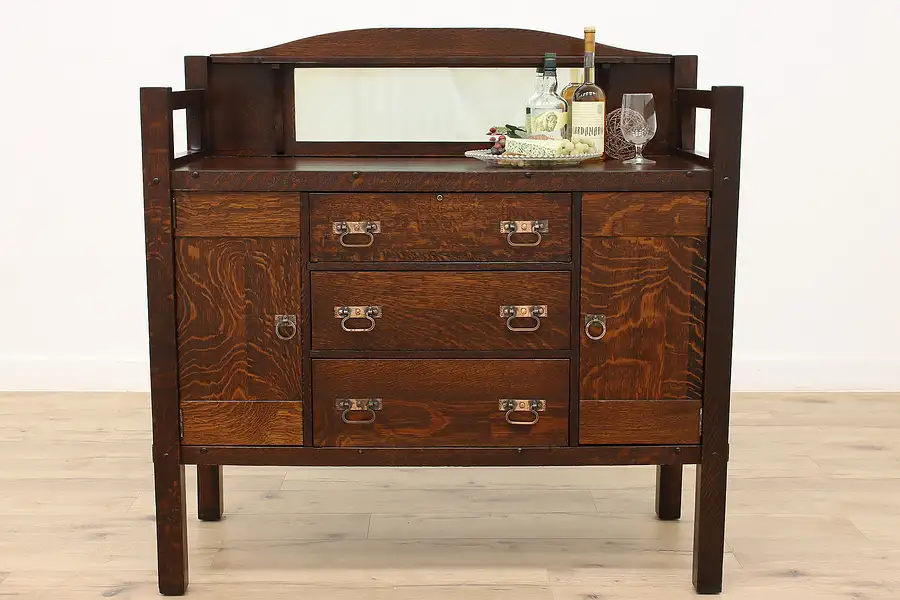 Main image of Arts & Crafts Mission Oak Antique Craftsman Sideboard, Server or Buffet