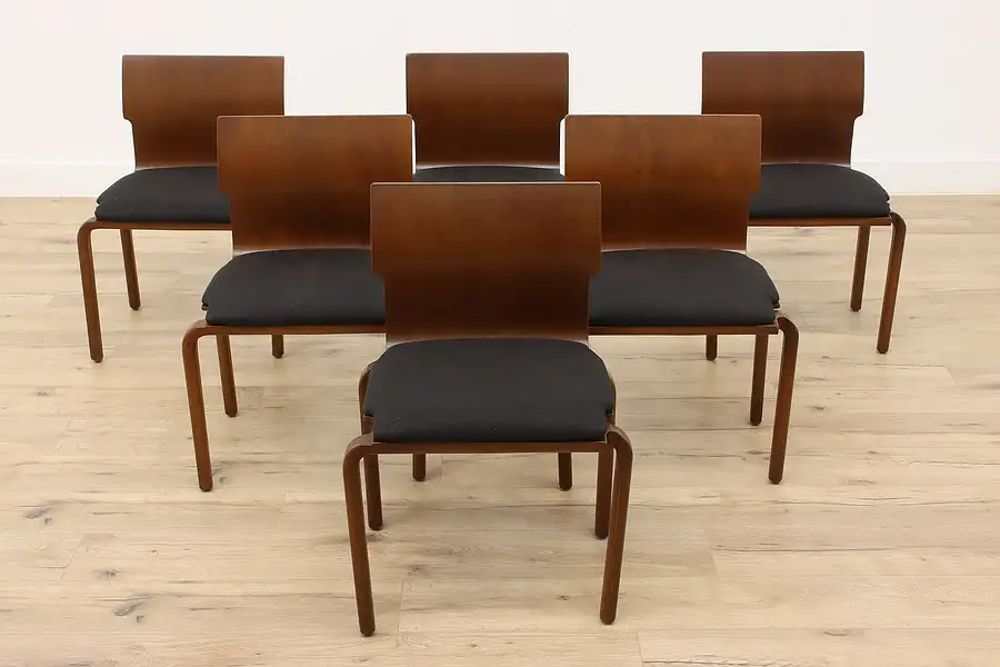 Main image of Set of 6 Midcentury Modern Vintage Puzzle Dining Chairs