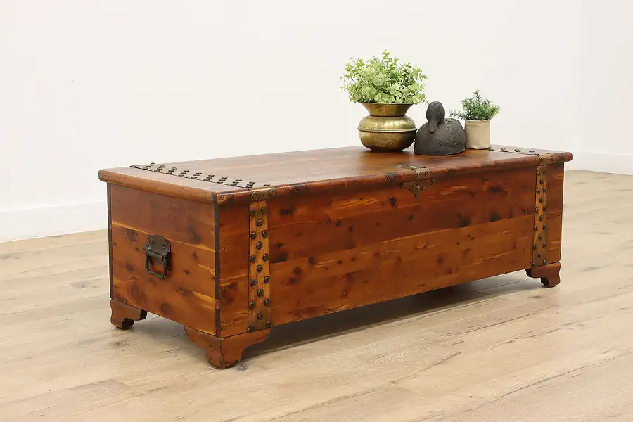 Main image of Farmhouse Vintage 54" Cedar Blanket Chest, Trunk, Coffee Table, Stewart