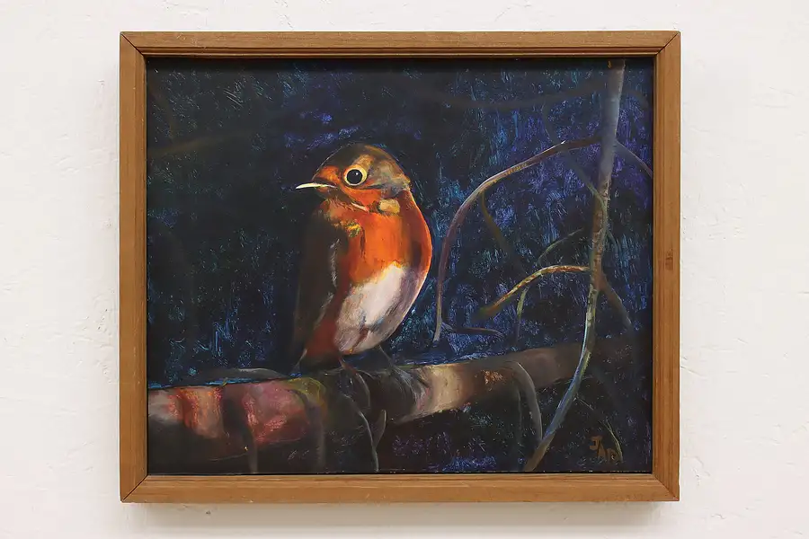 Main image of Robin in Tree Vintage Original Acrylic Painting, Richardson 18"