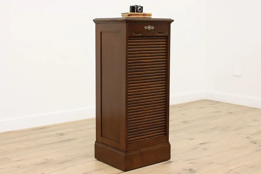 Main image of Traditional Antique Roll Top Oak Office or Library File Cabinet