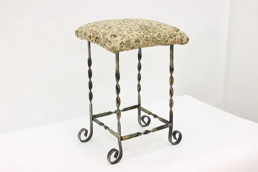 Main image of Farmhouse Antique Wrought Iron Bench or Stool New Upholstery