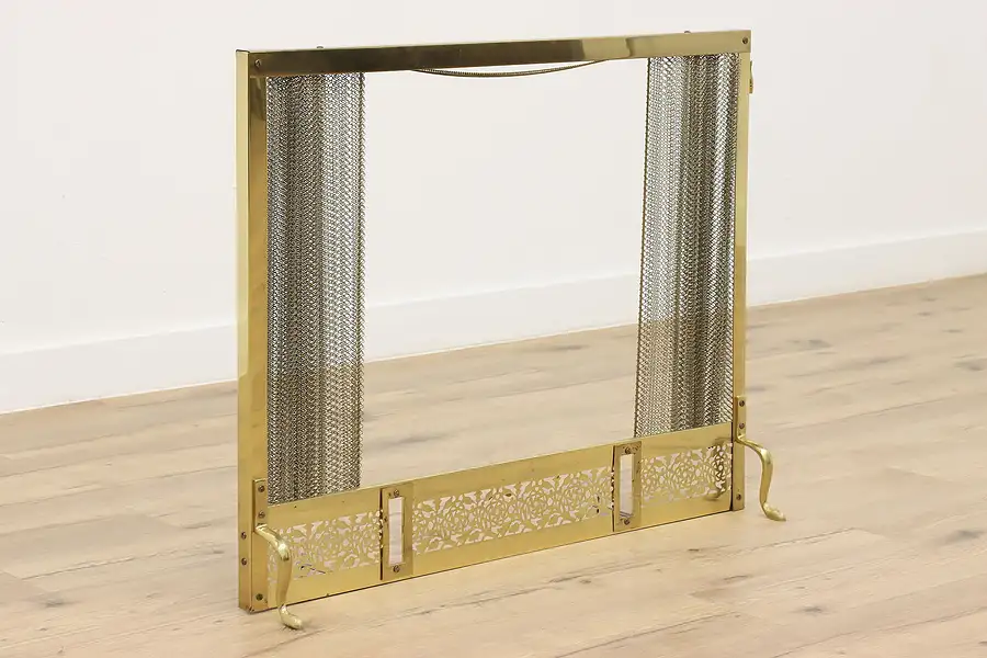 Main image of Traditional Vintage Brass Finish Fireplace Hearth Screen