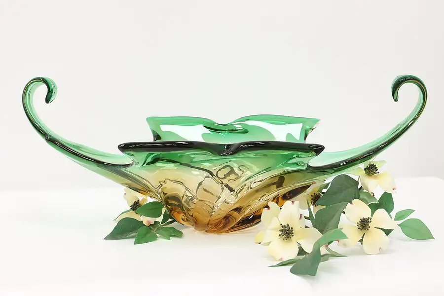 Main image of Italian Murano Art Glass Bowl Sculpture, Vintage Blown Glass