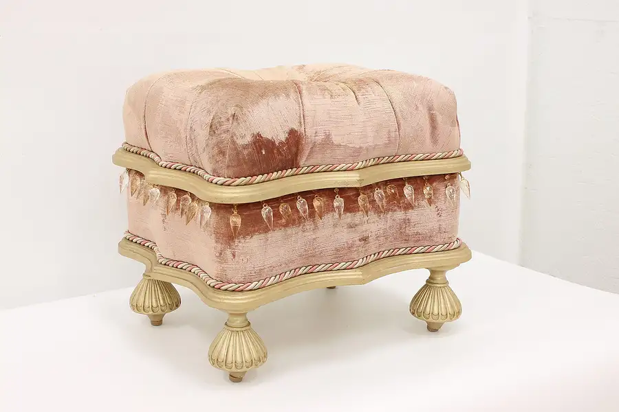 Main image of Hollywood Regency Vintage Footstool or Small Ottoman, Prisms