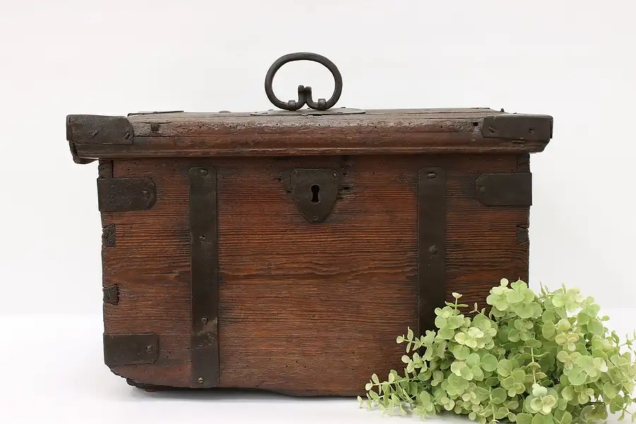 Main image of Antique 1750 European Farmhouse Rustic Small Immigrant Trunk