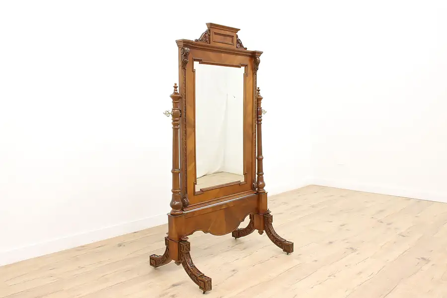 Main image of Antique 1900s French Edwardian Gentleman's Walnut Dressing Mirror