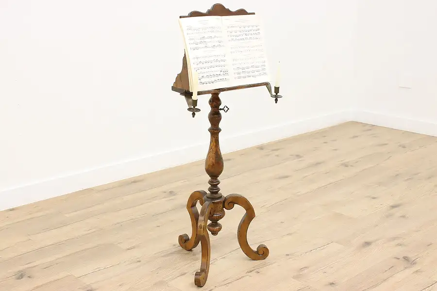 Main image of Vintage Italian Adjustable Music Stand with Candleholders