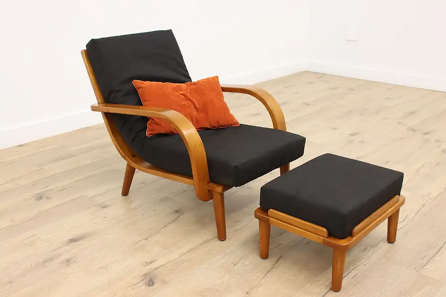 Main image of Vintage Midcentury Modern Lounge Chair and Ottoman, Conant-Ball