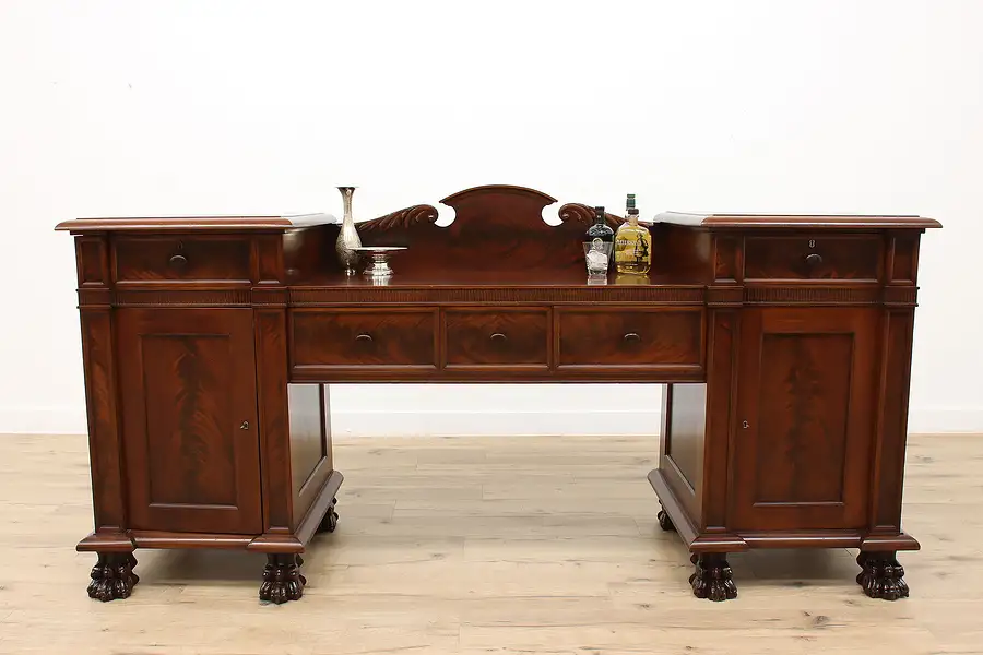 Main image of Empire Antique 1860s English Flame Mahogany Sideboard, Buffet or Server