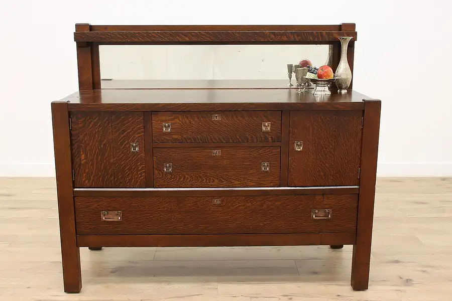 Main image of Arts & Crafts Mission Oak Antique Craftsman Sideboard, Server or Buffet