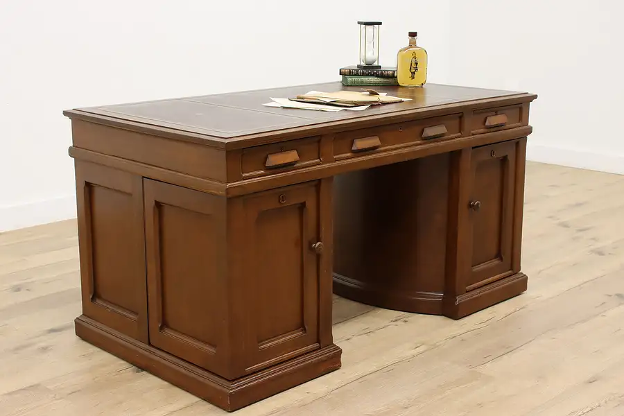 Main image of Wooton Victorian Antique Walnut Rotary Office or Library Desk