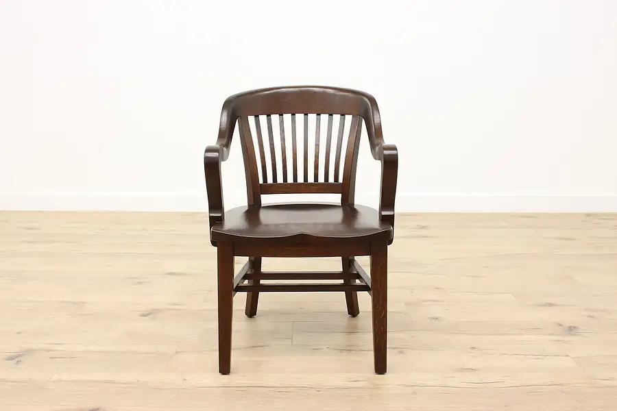 Main image of Traditional Quarter Sawn Oak Antique Banker, Library or Office Chair