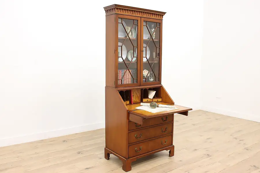 Main image of Traditional Georgian Vintage Mahogany Secretary Desk & Bookcase, Colby