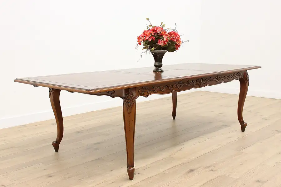 Main image of Country French Vintage Mahogany 9' Dining or Library Table Butterfly Leaf