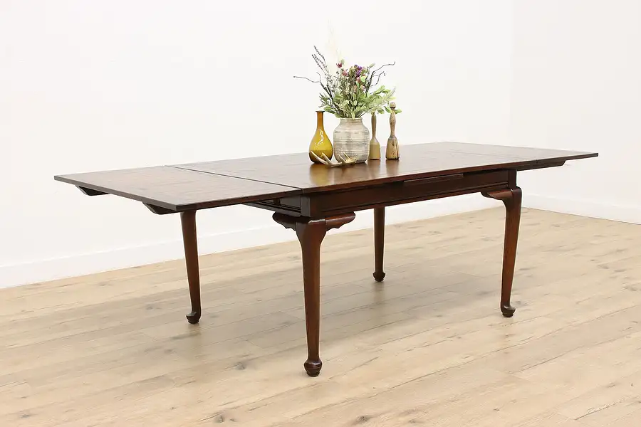 Main image of Georgian Design Vintage Farmhouse Oak Dining or Library Table, 2 Leaves