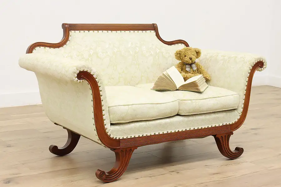 Main image of Empire Design Vintage Carved Birch Settee or Hall Sofa