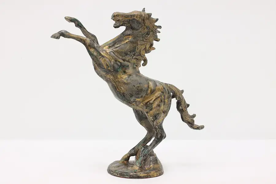 Main image of Farmhouse Vintage Gilt Cast Iron Rearing Horse Sculpture