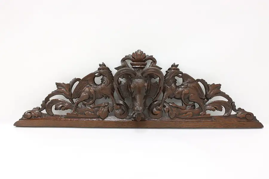 Main image of Italian Antique Crest Hand Carved Griffins Architectural Salvage Fragment