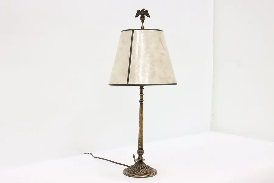 Main image of Bronze Classical Antique Office or Library Lamp, Mica Shade