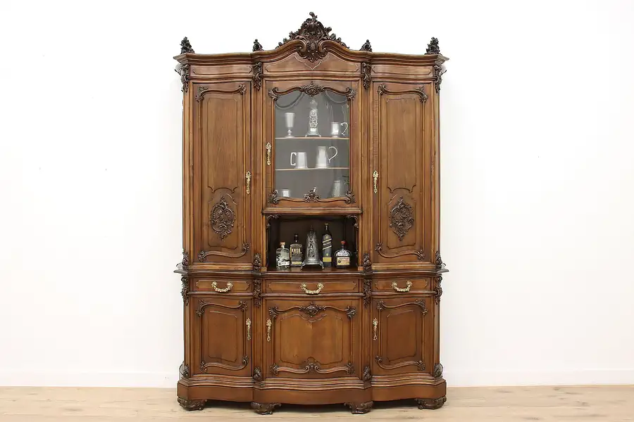 Main image of Italian Renaissance Antique Carved Walnut Sideboard, China or Bar Cabinet