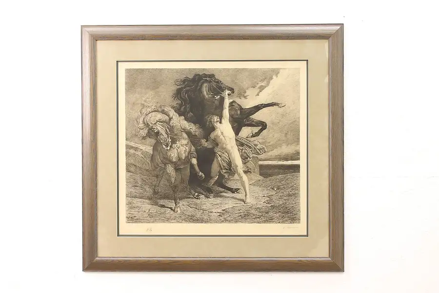 Main image of Automedon & The Horses of Achilles Antique Engraving, Regnault 42.5"