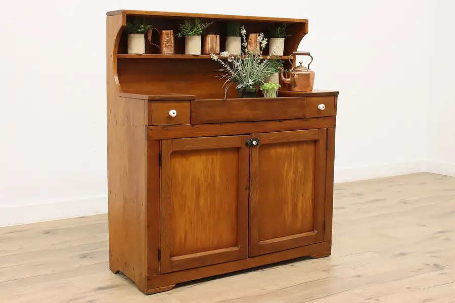 Main image of Farmhouse Antique Country Pine Kitchen Pantry Dry Sink or Server