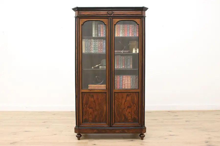 Main image of Austrian Antique Rosewood & Ebony Office or Library Bookcase