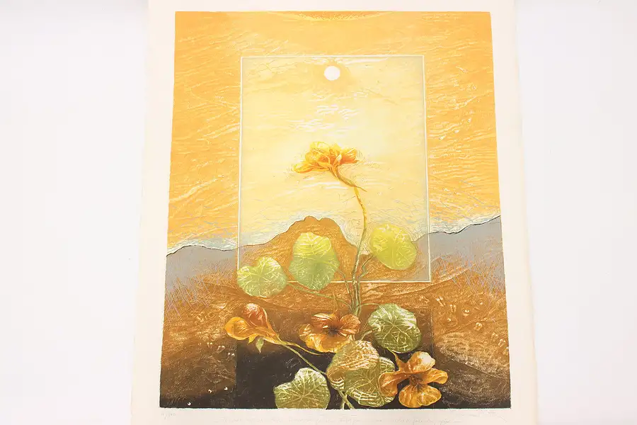 Main image of Capucines Flowers Vintage Original Etching 4/100 Pirotte 30"