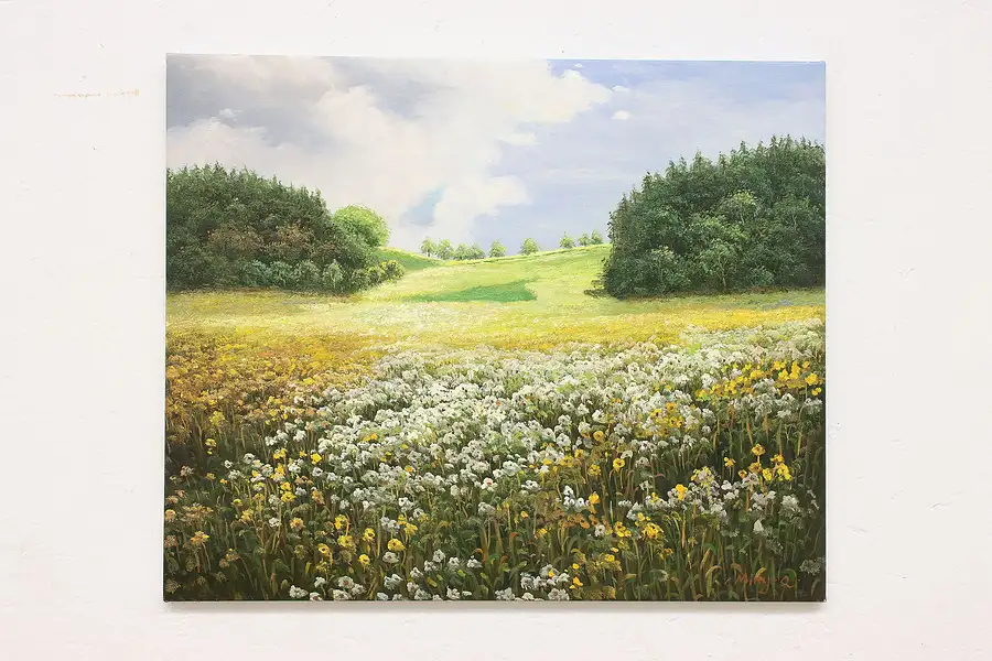 Main image of Daisy Flower Field Vintage Original Oil Painting, Ming Q 24.5"