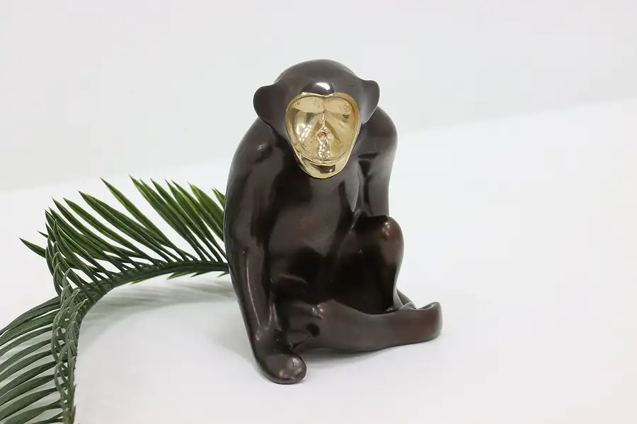 Main image of Bronze Vintage Statue, Monkey Sculpture, Signed Vanderveen