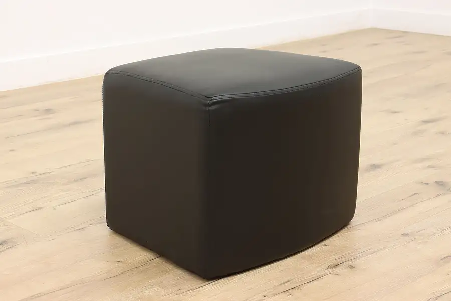 Main image of Art Deco Design Black Vinyl Ottoman or Footstool, S. P. Richards