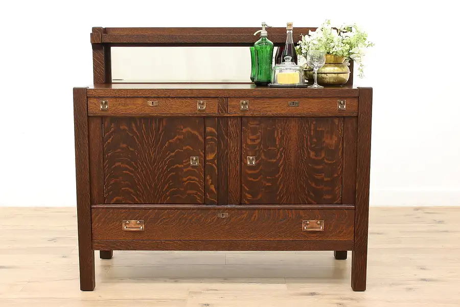 Main image of Arts & Crafts Mission Oak Antique Craftsman Buffet, Sideboard or Server