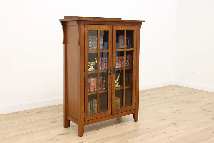 Main image of Arts & Crafts Mission Oak Craftsman Bookcase, Display Cabinet, Kincaid