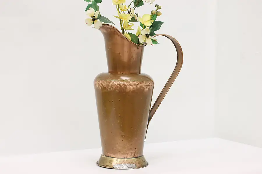 Main image of Farmhouse Antique Brass & Copper Hand Hammered Large Pitcher or Vase