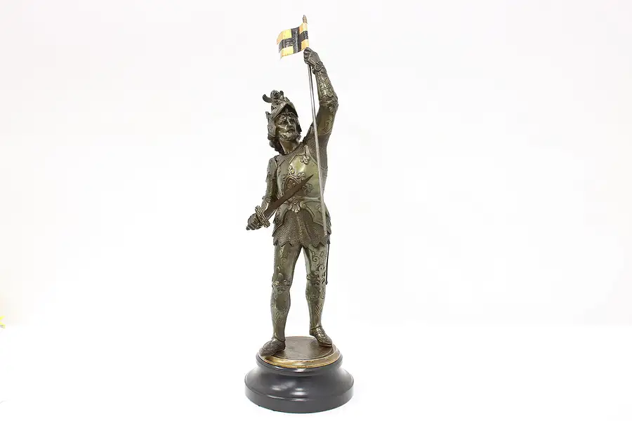 Main image of Cavalier in Armor Statue Antique Bronze Finish Sculpture