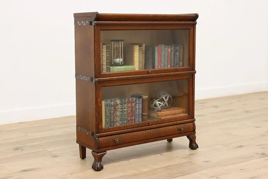 Main image of Victorian Antique Oak 2 Stack Lawyer Bookcase, Macey