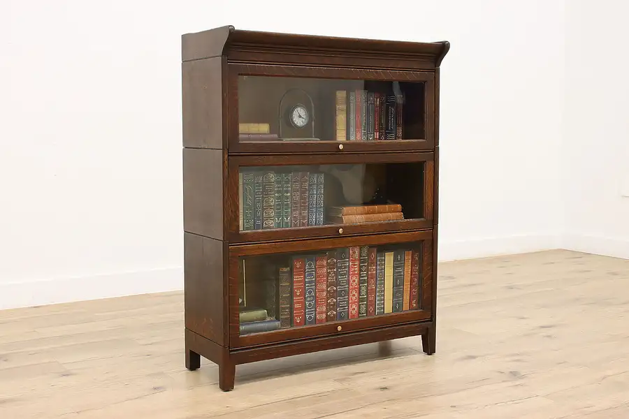 Main image of Lawyer Antique 3 Section Oak Bookcase, Bath Cabinet, Gunn