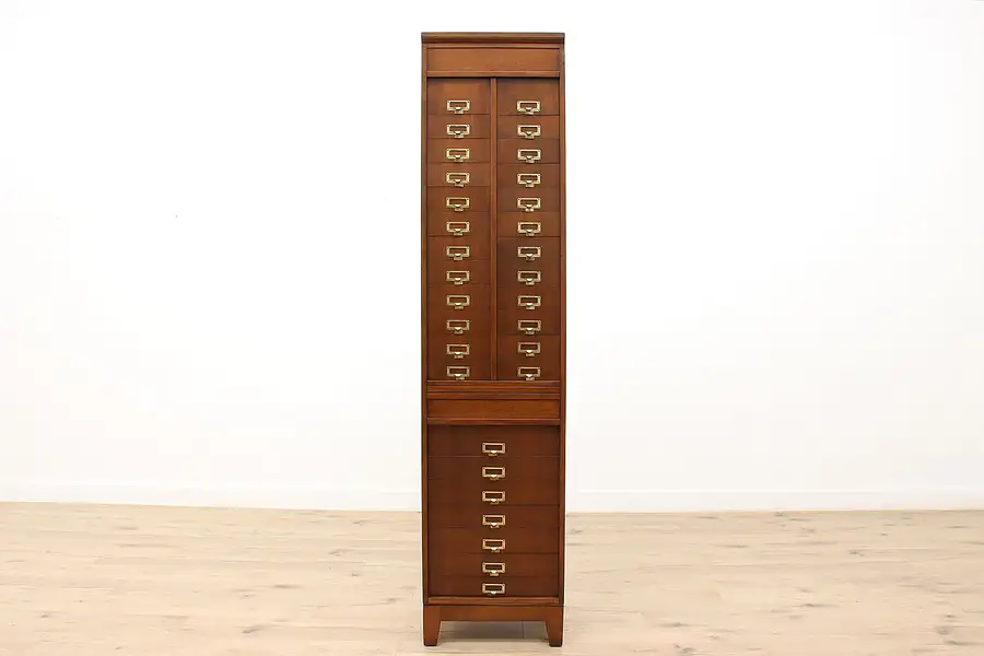 Main image of Office or Library 31 Drawer Antique File Cabinet Slide Doors