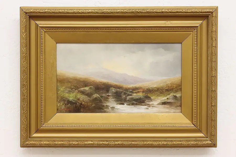 Main image of River Valley English Antique Original Oil Painting Shaw 22"