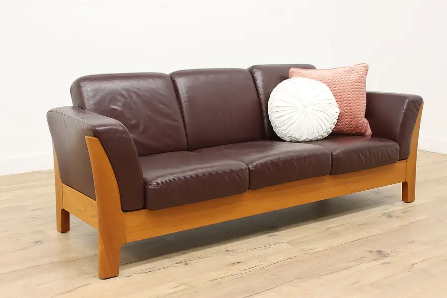 Main image of Midcentury Modern Vintage Teak & Leather Danish Sofa