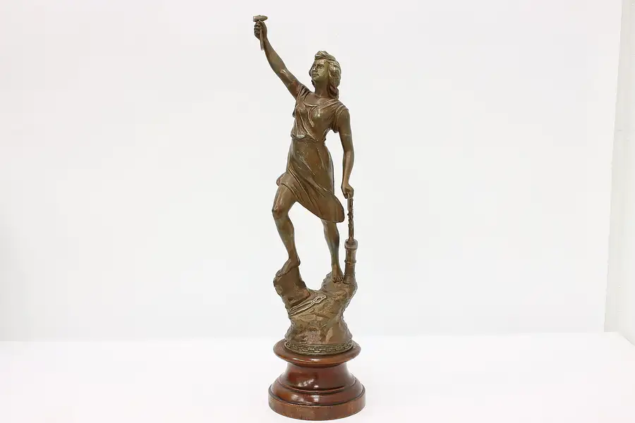 Main image of Woman of Industry French Antique Bronze Finish Sculpture