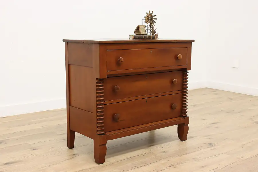 Main image of Empire Sheraton Antique Cherry Three Drawer Chest or Dresser