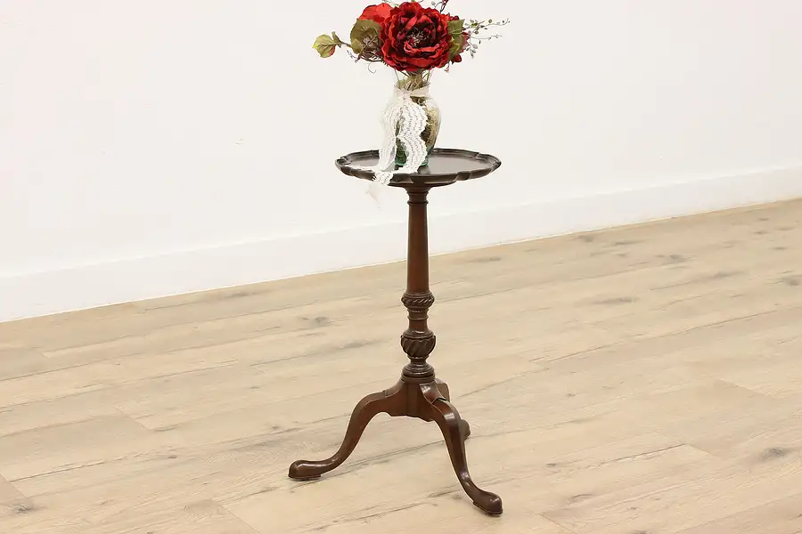 Main image of Mahogany Antique Candlestand or Chairside Table, Handmade